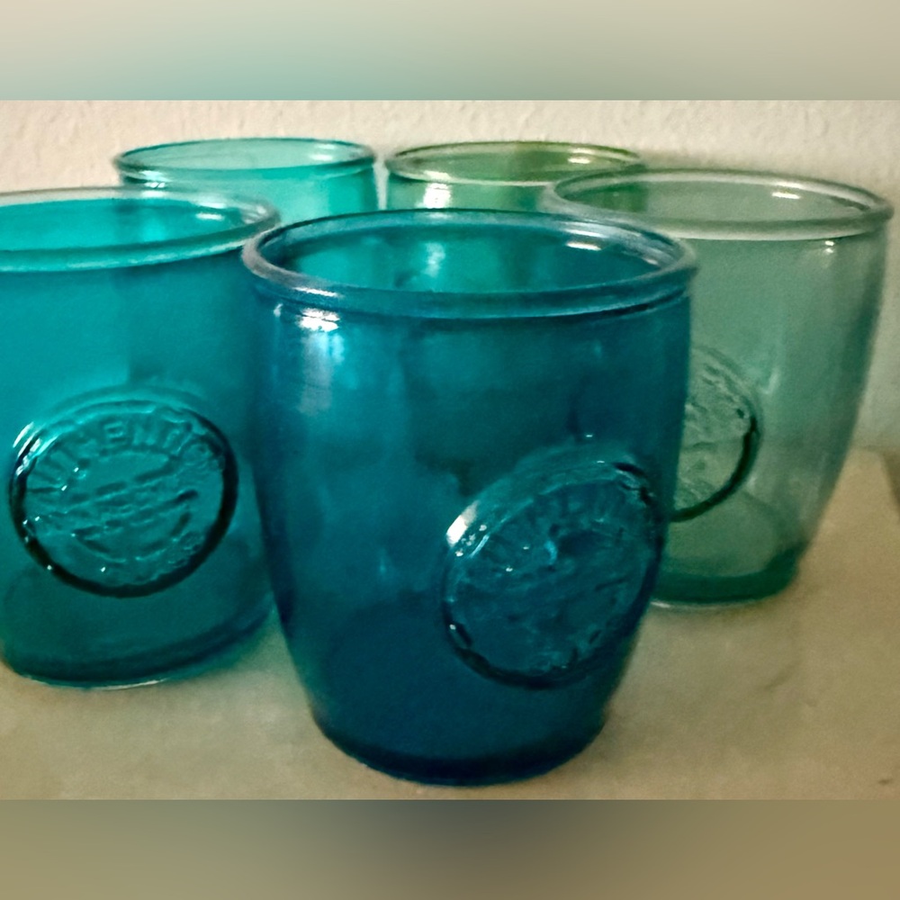 5  100% Authentic Recycled Glass San Miguel glasses. 14oz Made in Spain.